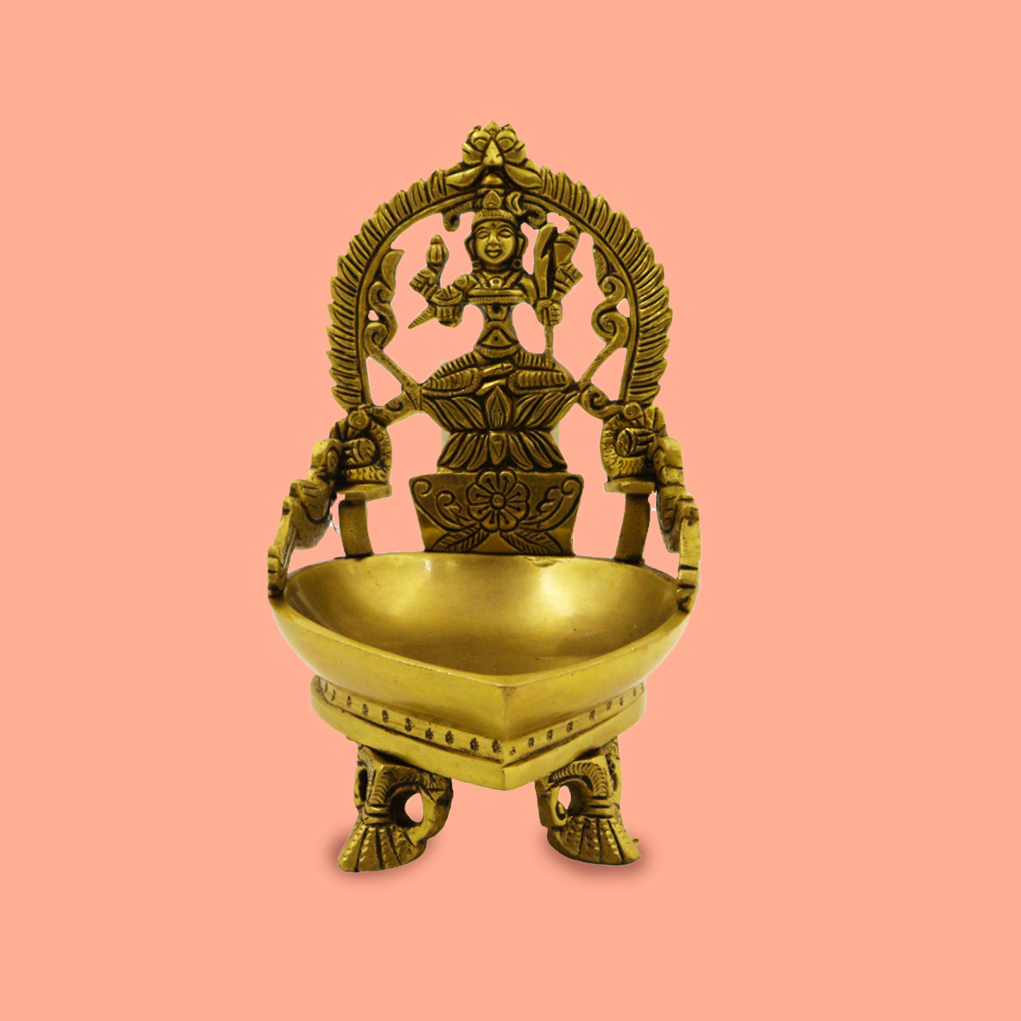 Brass Antique Kanchi Kamatchi Diya (1.320gm) (Pital Kanchipuram Kamakshi Deepak)