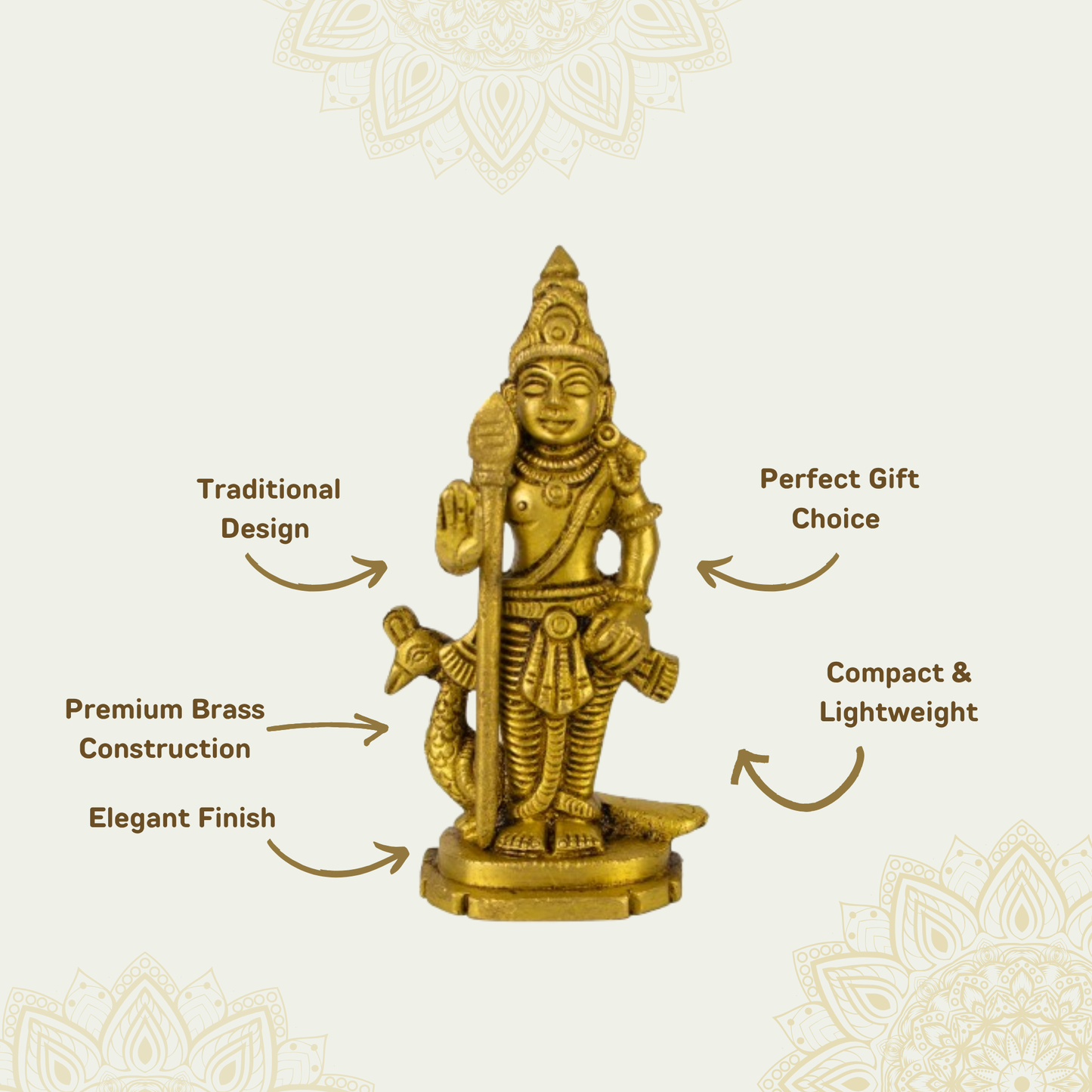 Brass Murugan Statue (329gms) (Pital Kartikeya Murti)