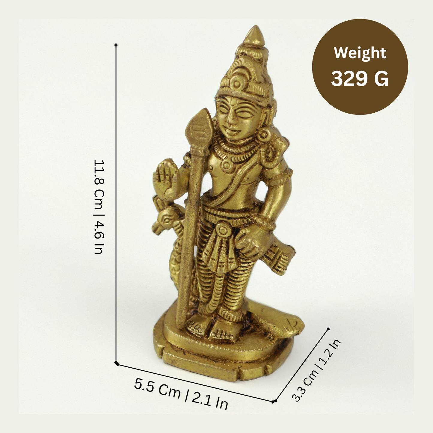 Brass Murugan Statue (329gms) (Pital Kartikeya Murti)