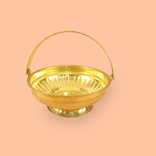 पूजा के लिए पीतल की फूलों की टोकरी- गणेश