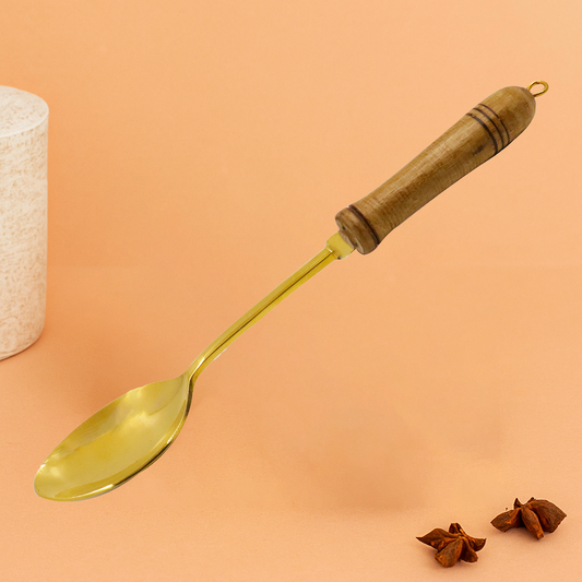 Brass Cooking Ladle With Wooden Handle