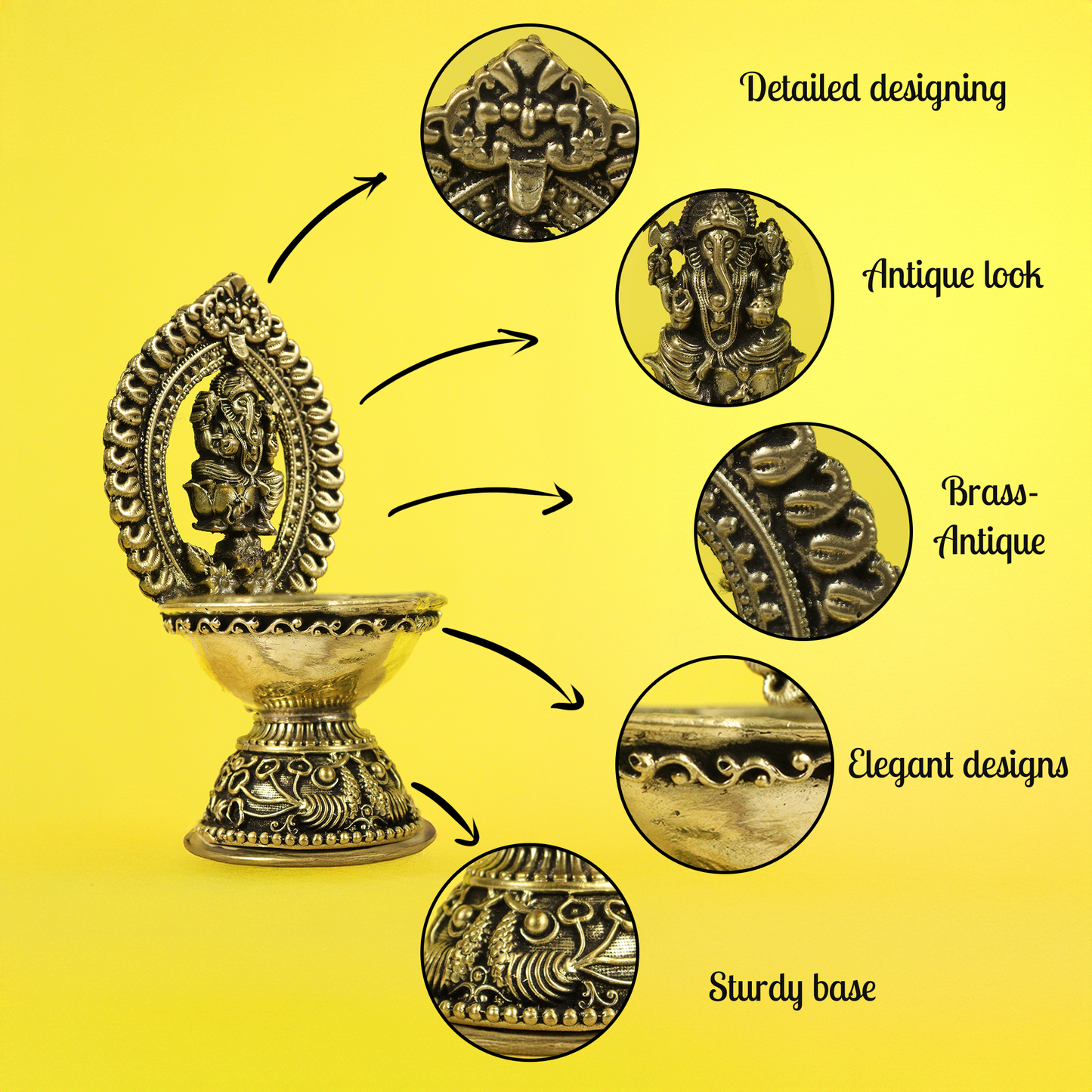 Brass Unique Ganesha Diya (Pital Anokha Vinayak Deepak)