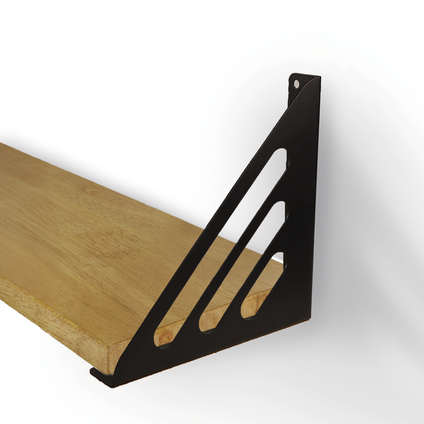 Wooden Pooja Shelf - Lines Brackets Black (Lakdi Puja Shelf Kala)