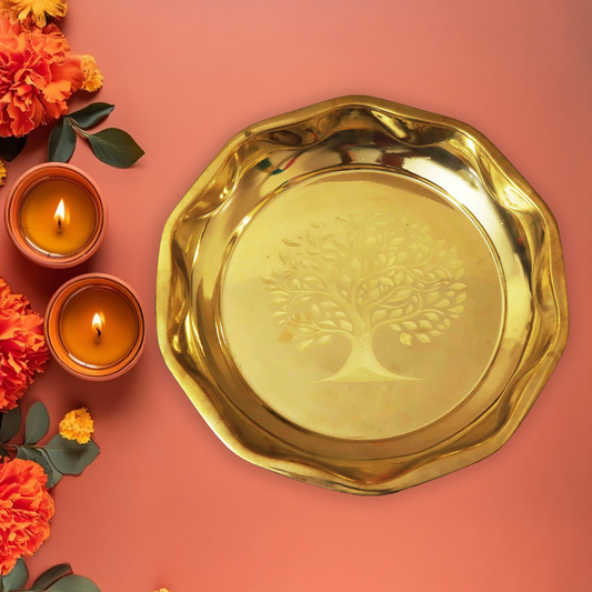 Brass Thambulam Tree Thali (Pital Betel Leaf Plate / Tambul Thali)