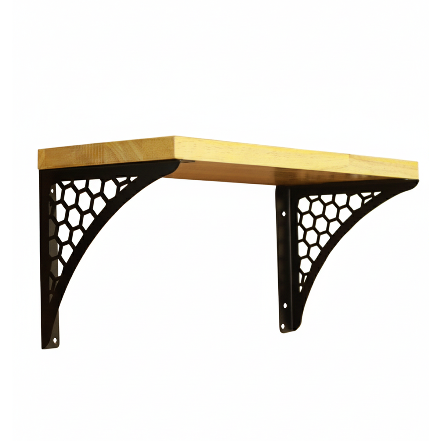 Wooden Pooja Shelf- Hexagon Black (Lakdi Puja Shelf Kala)