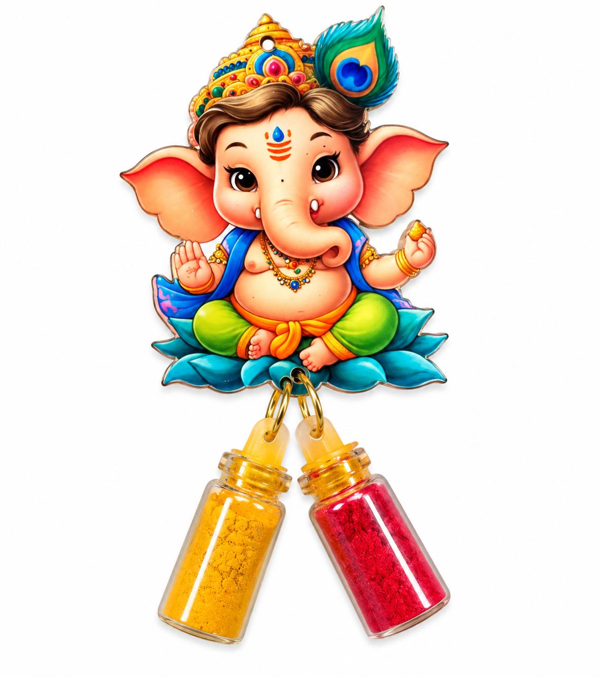 Mini Bottle Haldi Kumkum - Baby Ganesha