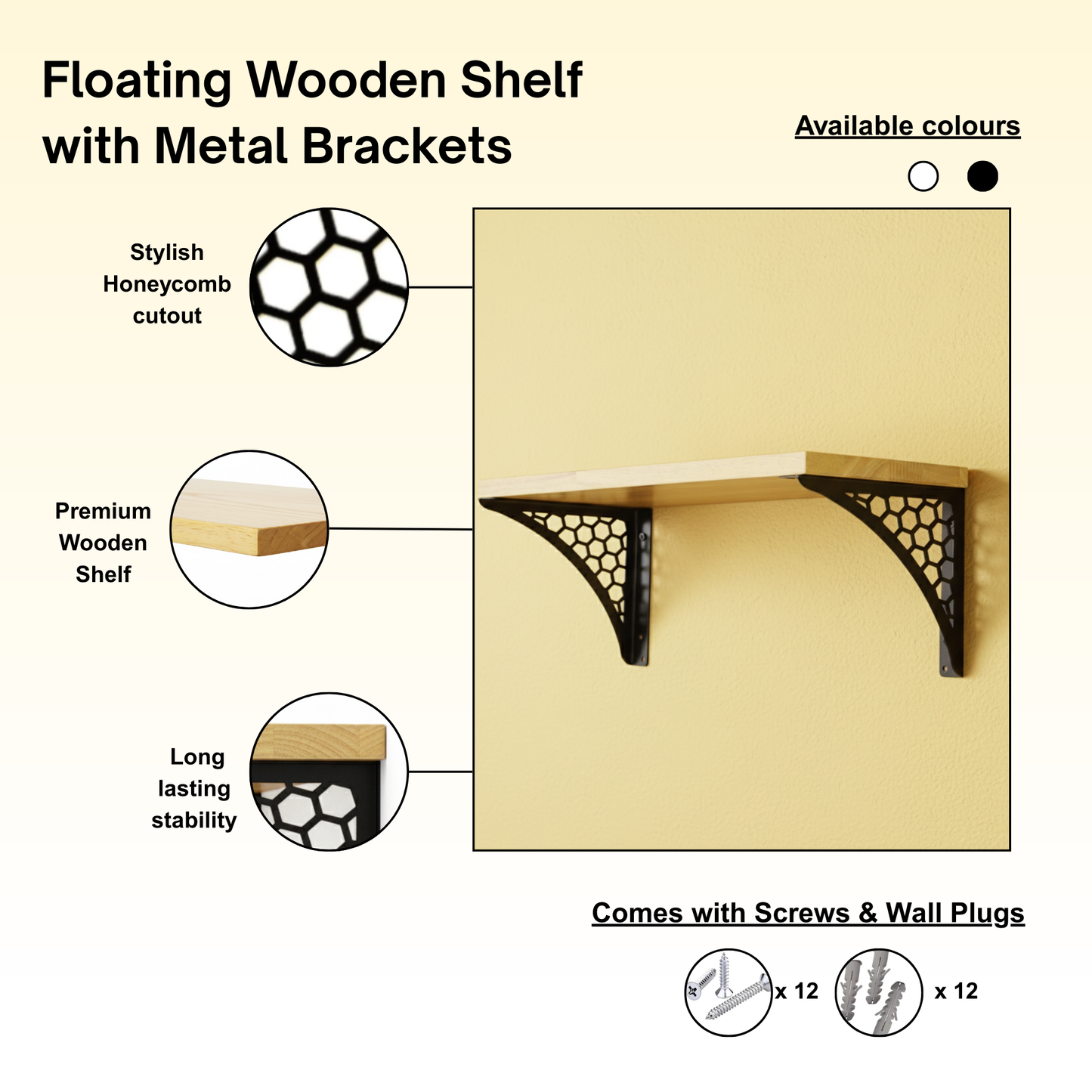 Wooden Pooja Shelf- Hexagon Black (Lakdi Puja Shelf Kala)