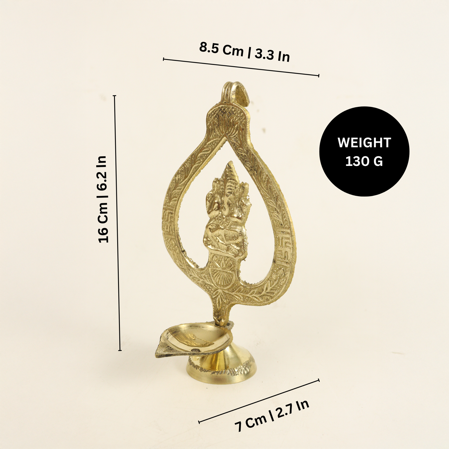 Brass Pan Ganesh Diya (L.W Pan) (Pital Paan Vinayak Deepak)
