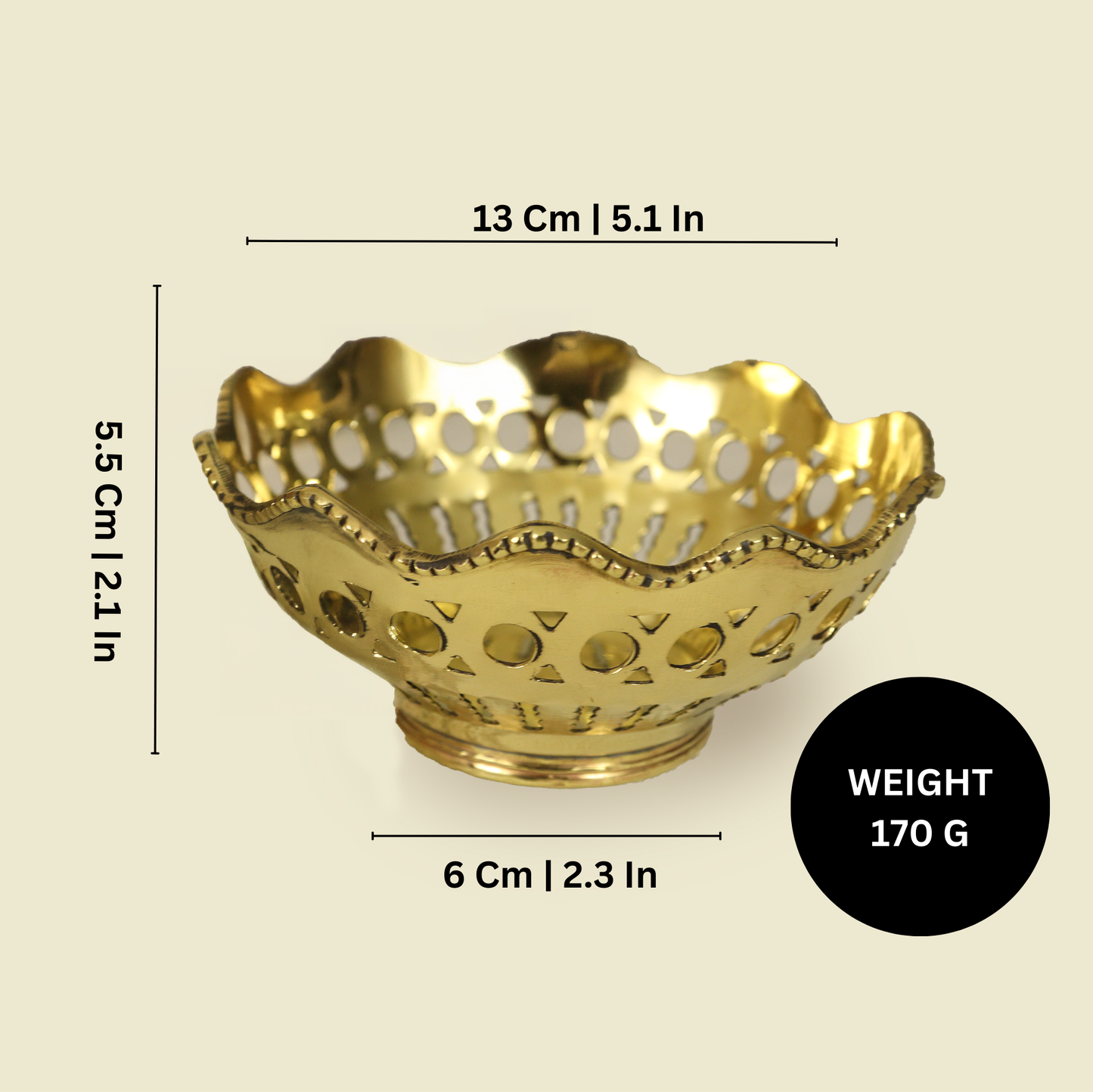Brass Deep Bowl Fancy (Pital Deepak Katori Sundar)