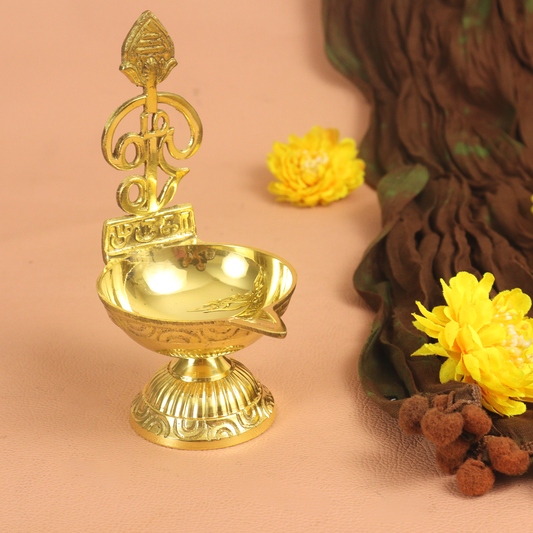 Brass OM vel Murugan Diya (Pital Aum Kartikeya Deepak)