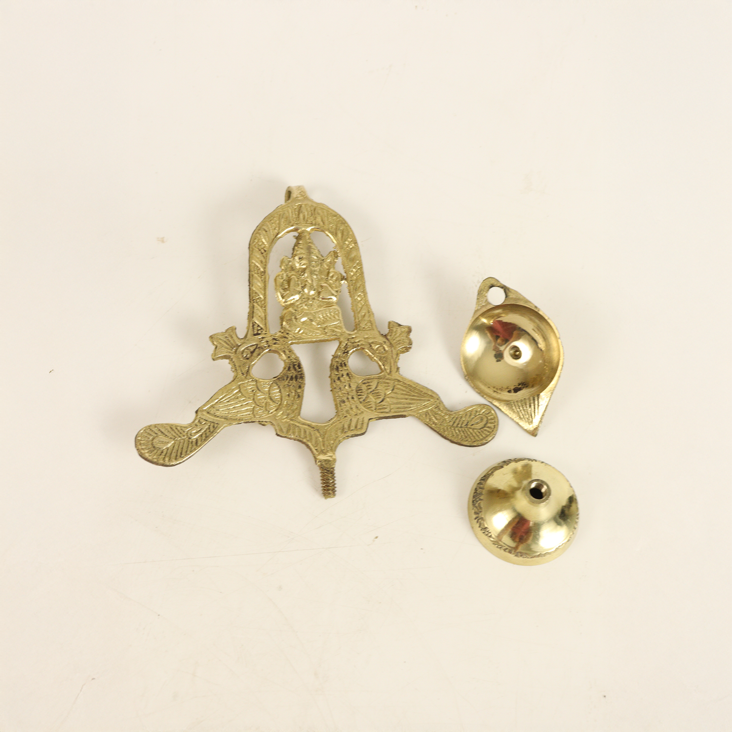 Brass Peacock Ganesh Diya (L.W More) (Pital Mor Vinayak Deepak)