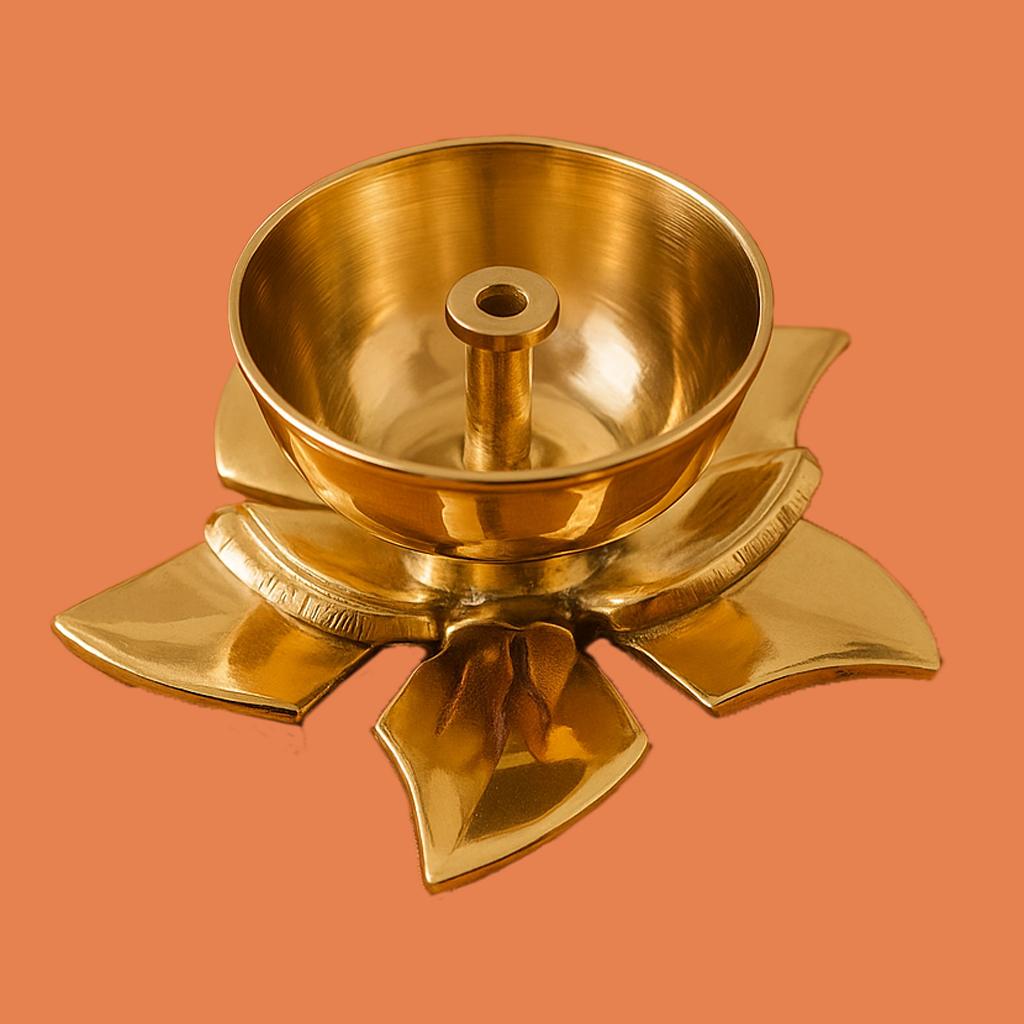 Brass Kamal Jyothi Diya (Pital Kamal Jyoti Deepak / Lotus Lamp)
