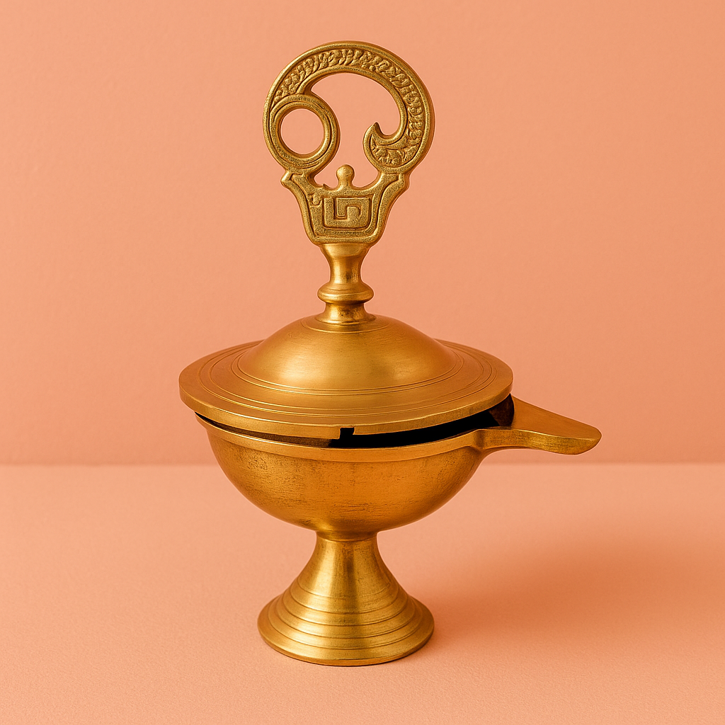 Brass Om Closed Diya (Pital Aum Band Deepak)