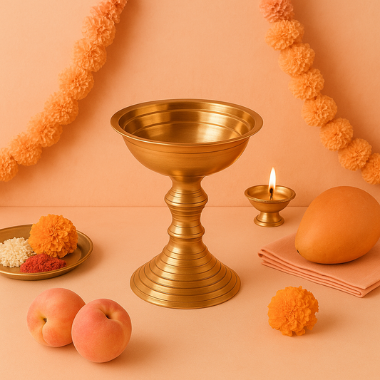 Brass Kalanjiam with Wick Holder (Pital Kalanjiyam Batti Stand)