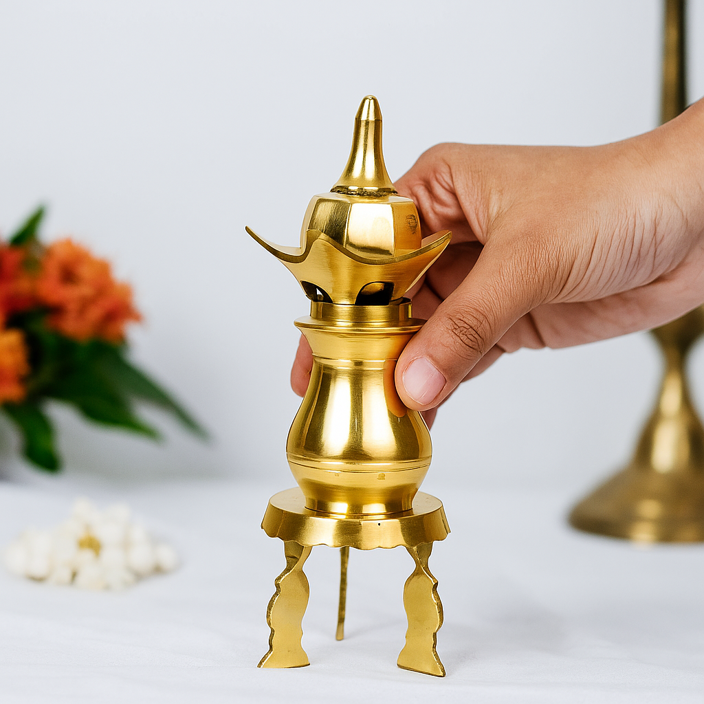 Niranthara Kalasam Set with Chowki Coconut Brass Kalash (Subham Set) (Pital Kalash Nariyal Set)