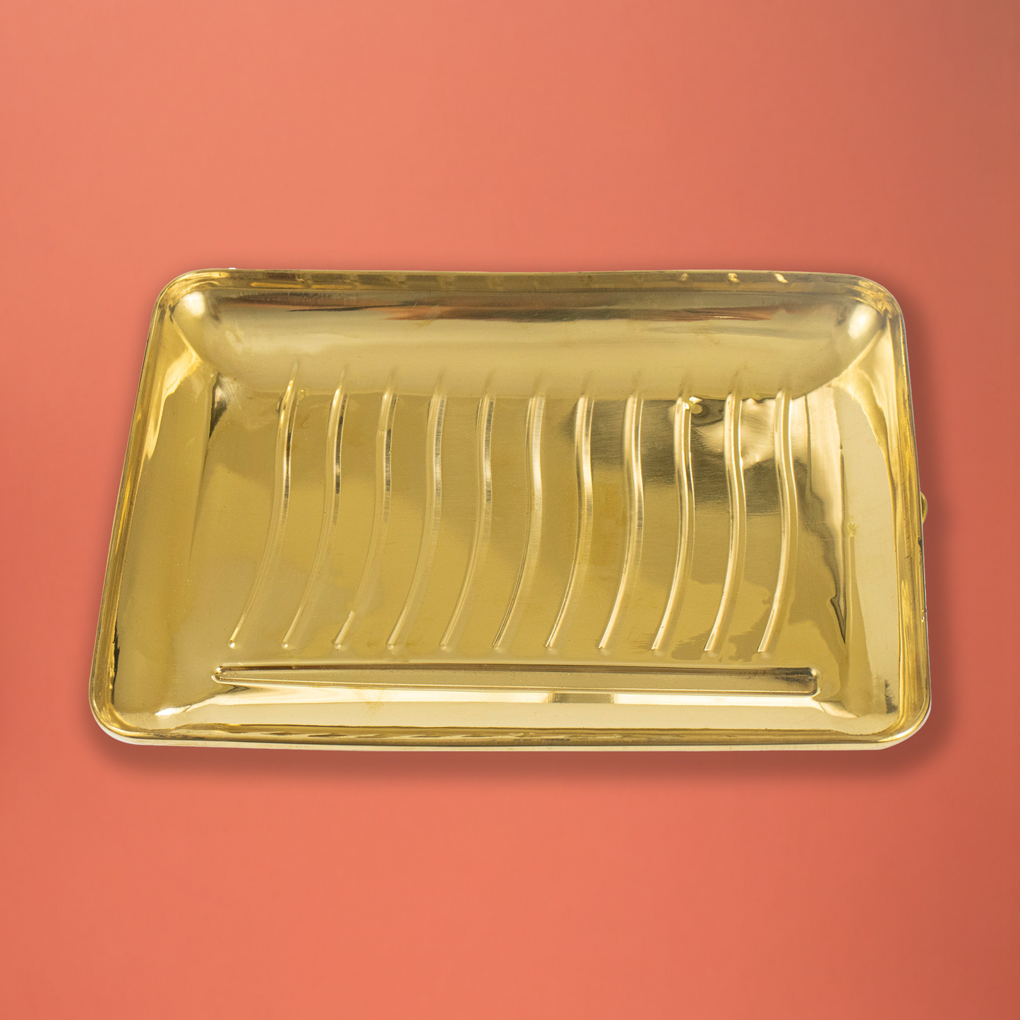 Brass Rectangle Lines Plate (Pital Ayat Design Thali)