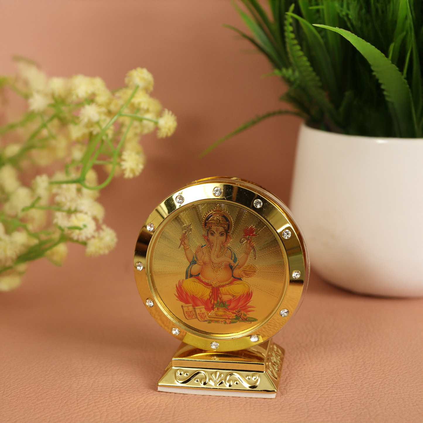 Round Ganesha Car Dashboard Idol
