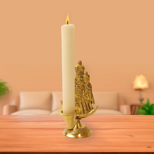 पीतल मदर मैरी मोमबत्ती स्टैंड