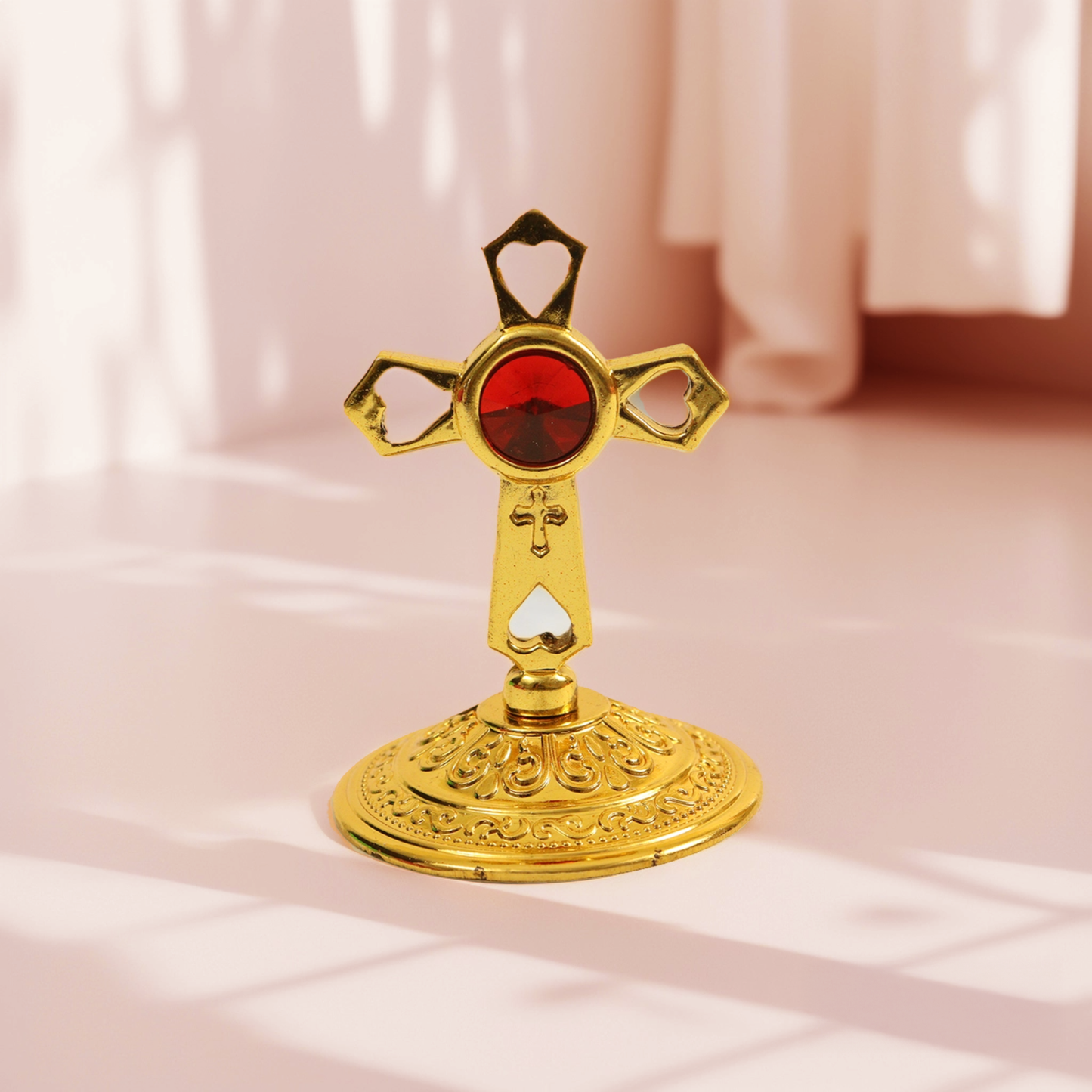 Car Dashboard Cross with Stone (Car Dashboard Cross Patthar)