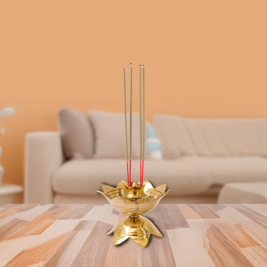 पीतल कमल अगरबत्ती धारक