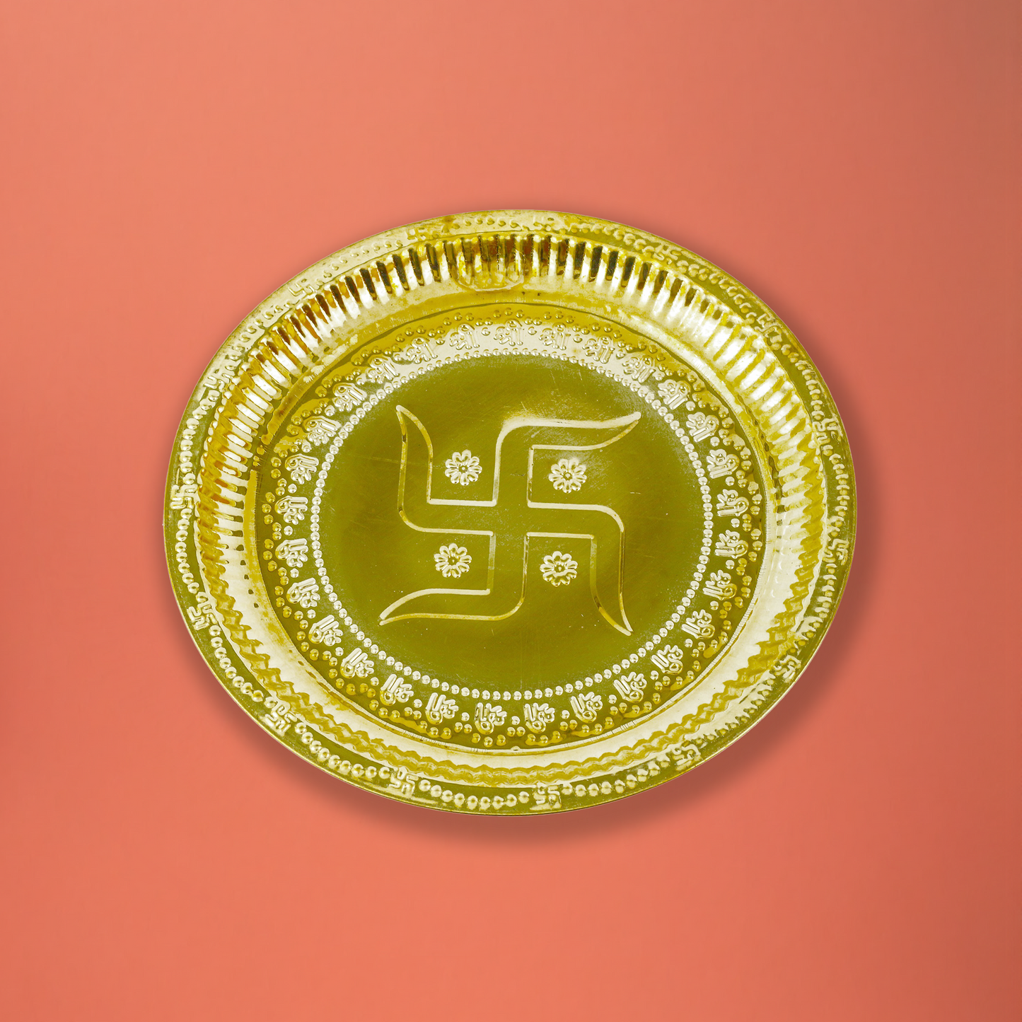 Brass Swastika Plate (Pital Swastik Thali / Mangal Symbol)