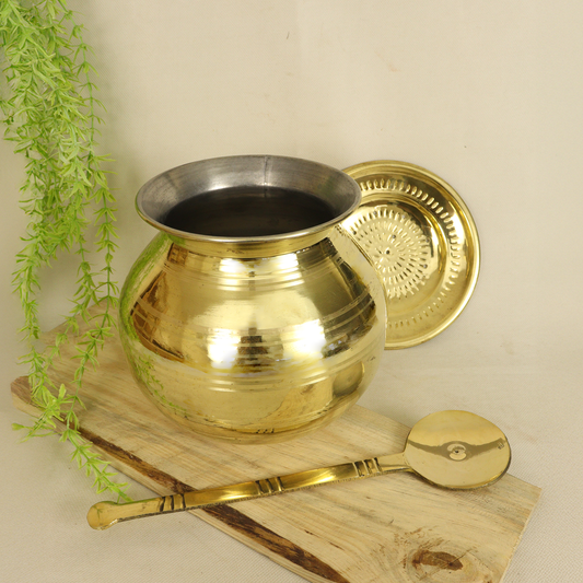 भारी वजन पीतल पोंगल पॉट सेट