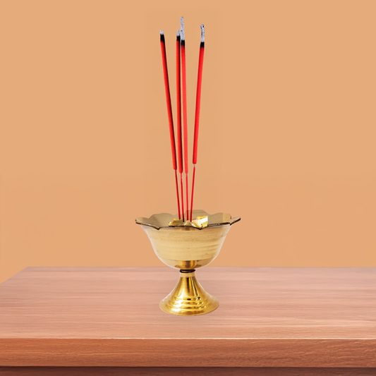 पीतल गुलाब अगरबत्ती स्टैंड