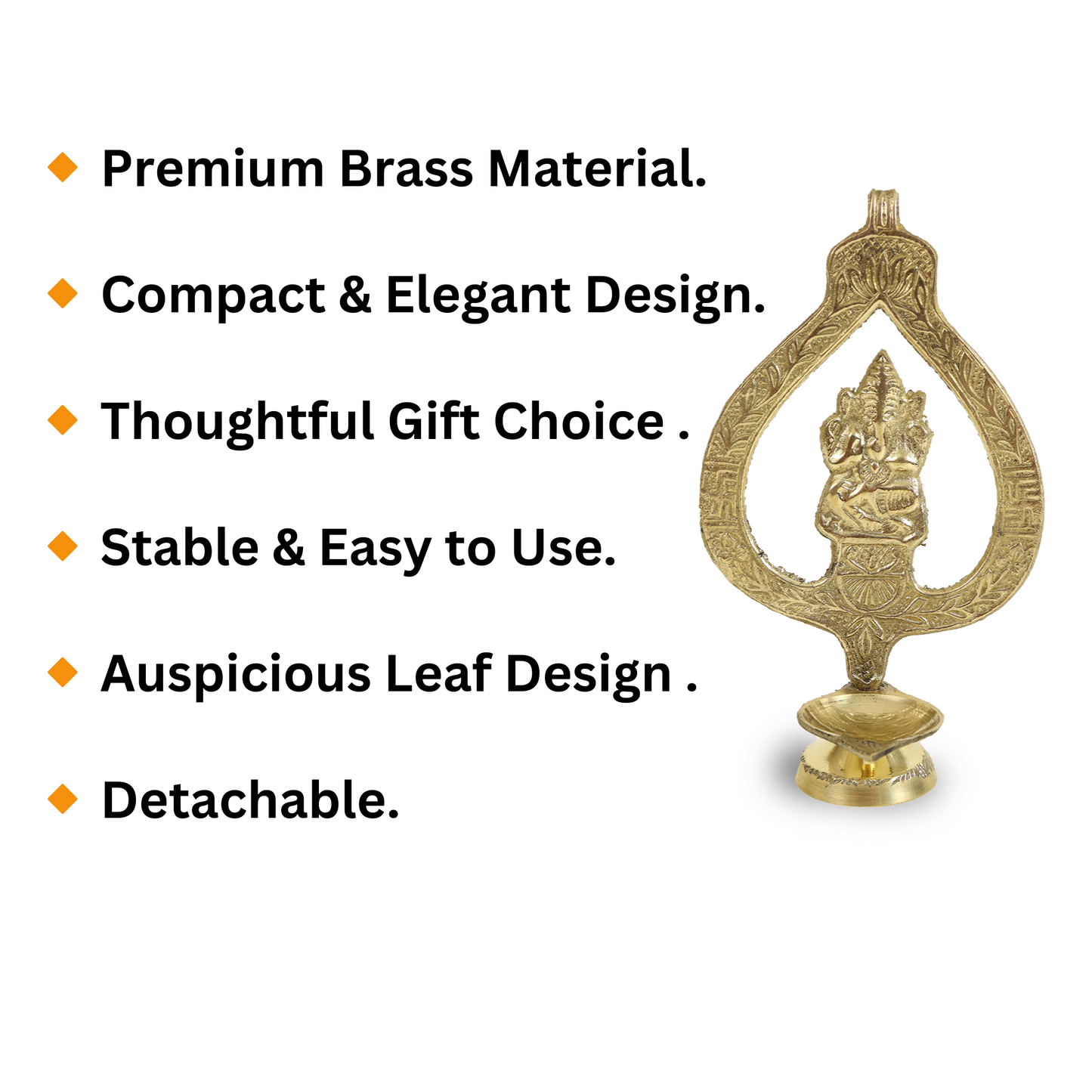 Brass Pan Ganesh Diya (L.W Pan) (Pital Paan Vinayak Deepak)
