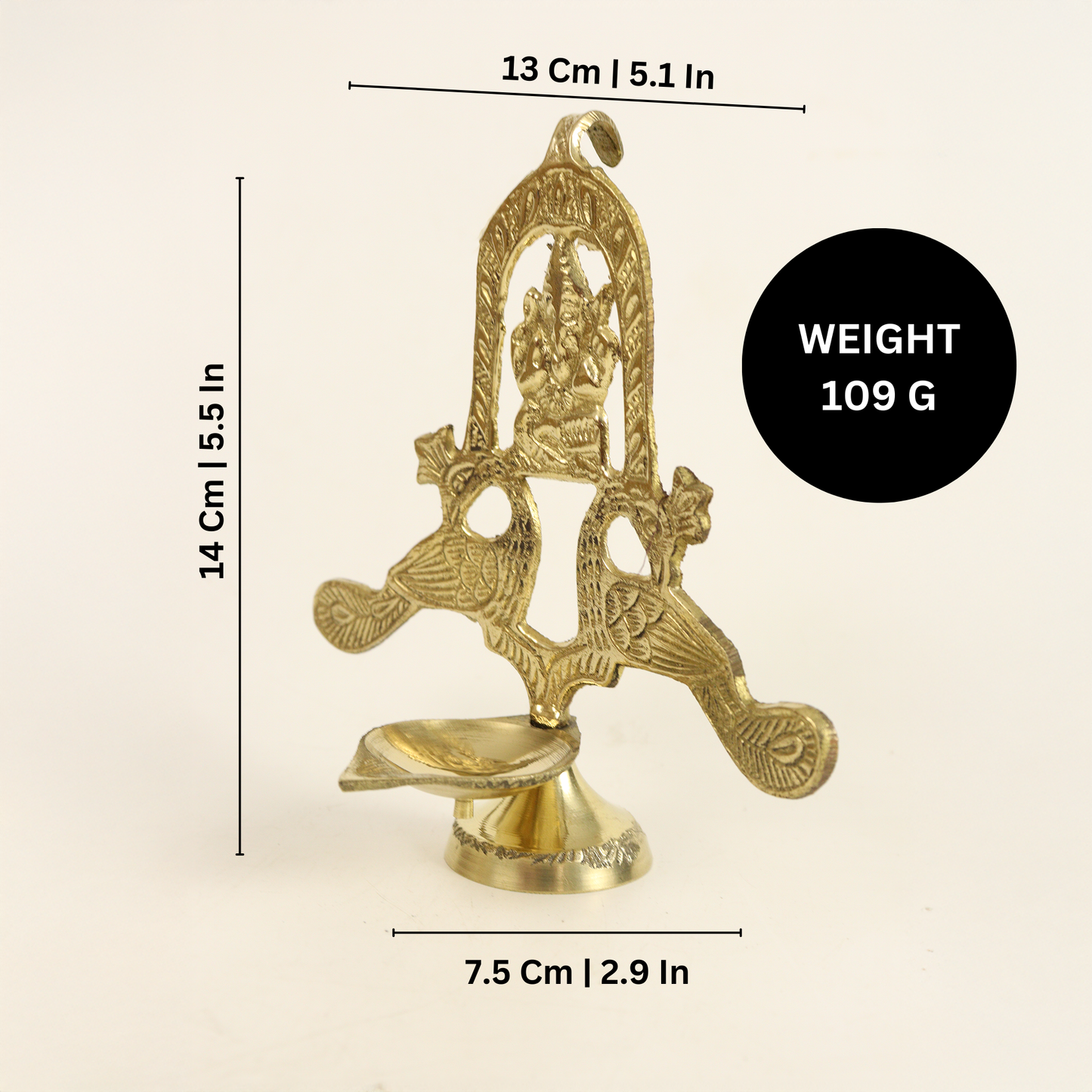 Brass Peacock Ganesh Diya (L.W More) (Pital Mor Vinayak Deepak)