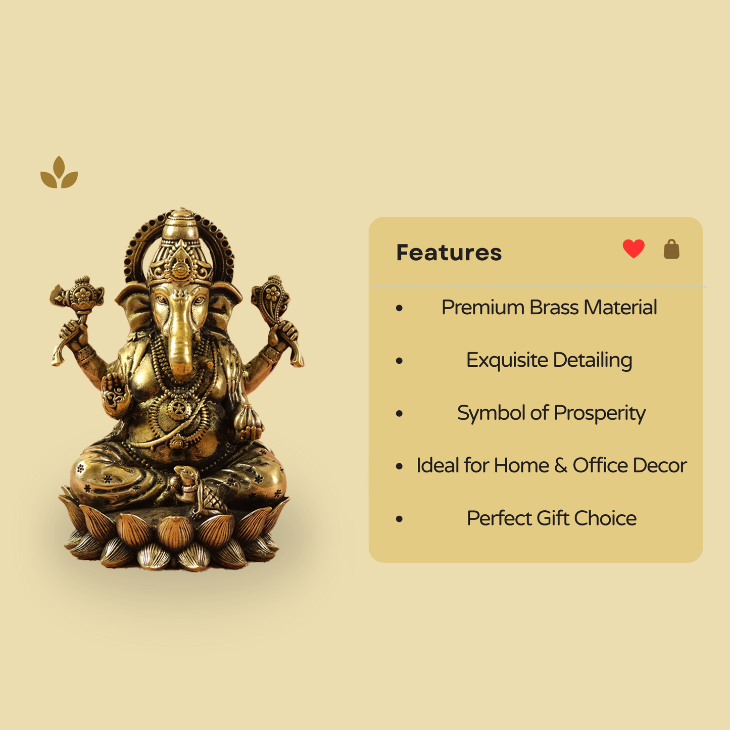 Brasss Lotus Ganesh Statue