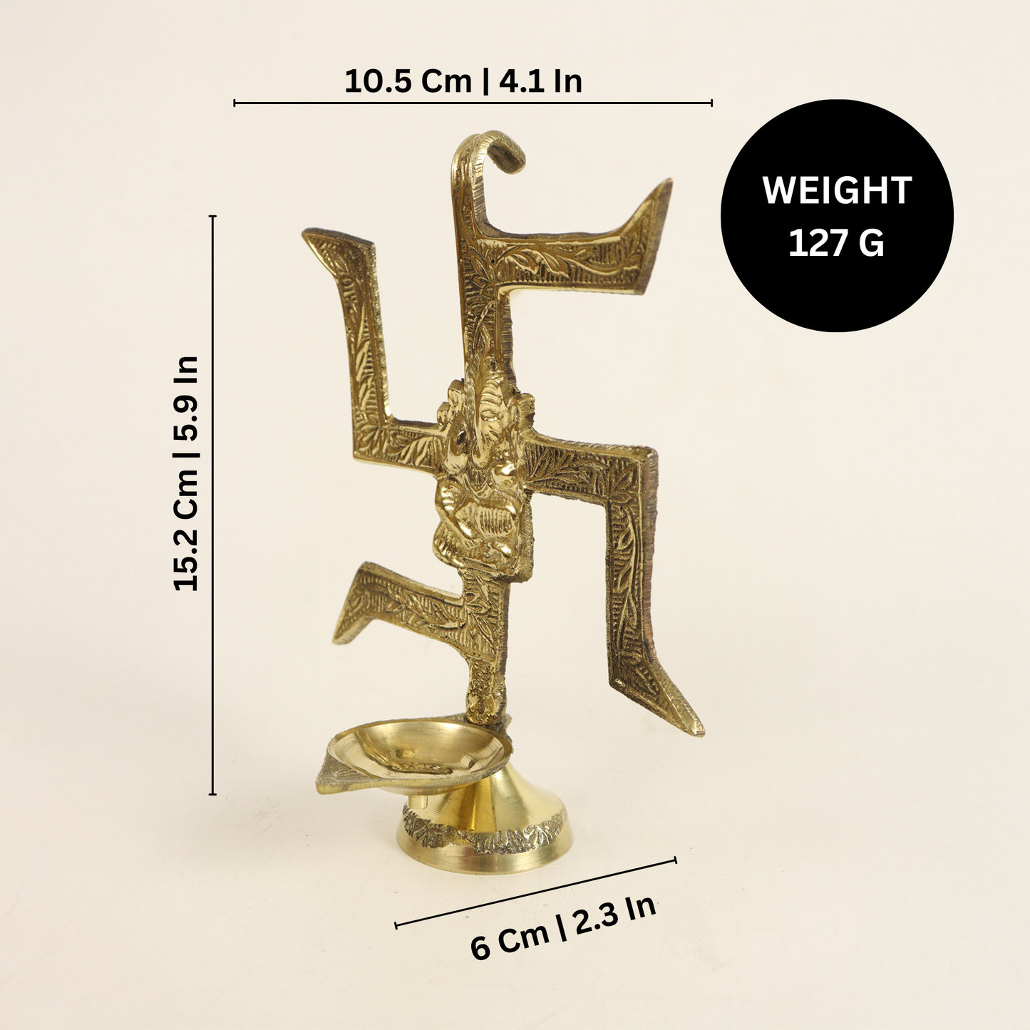Brass Swastik Ganesh Diya (L.W. Swastik) (Pital Swastik Vinayak Deepak)