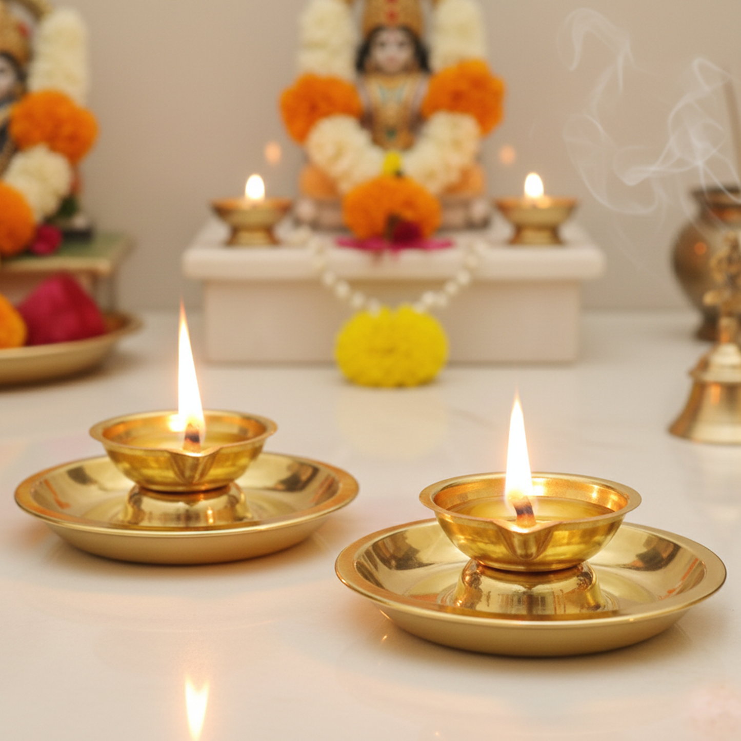 Traditional Brass Diya for Puja-Lotus Diya(Size-3)