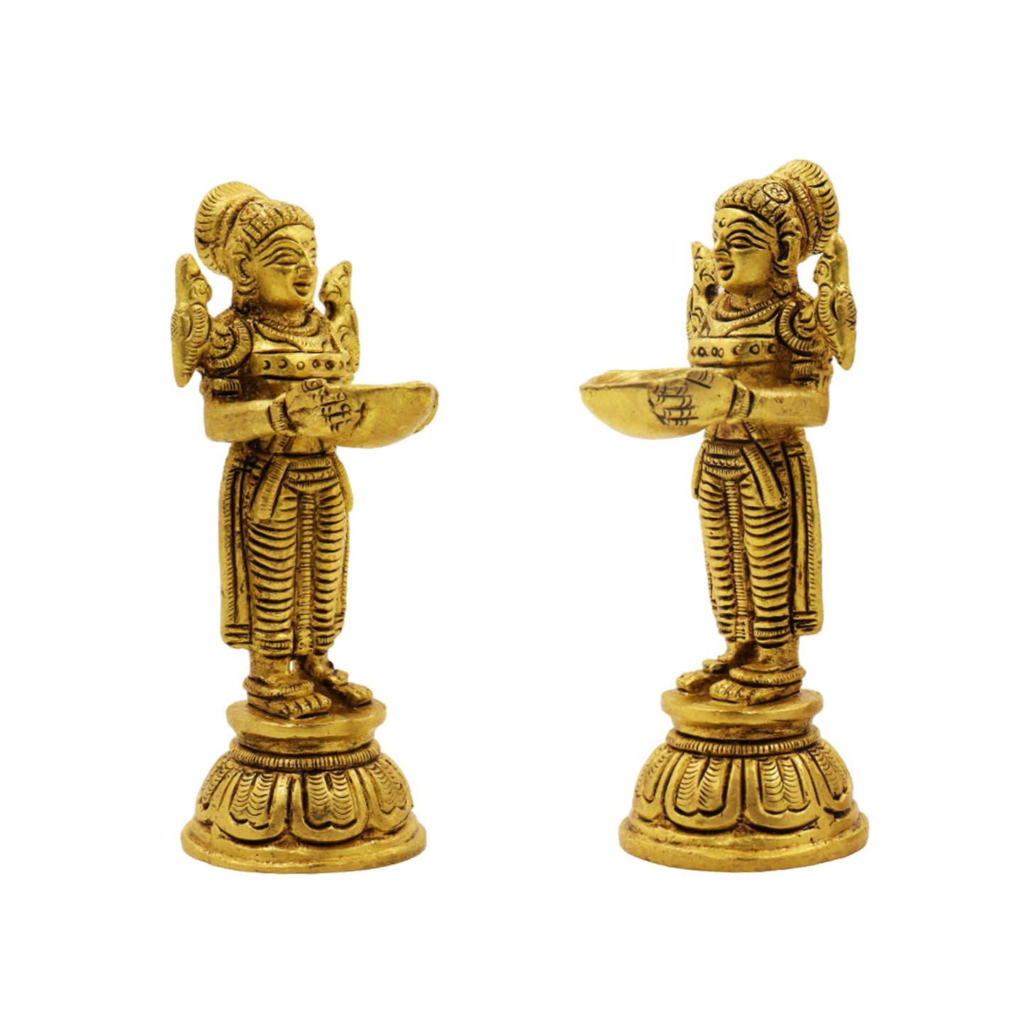 Brass Paavai Vilakku Set of 2 (Pital Doll Deepak Joda)