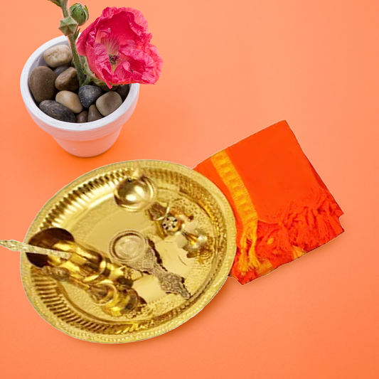 स्वस्तिक पीतल कपड़े के साथ सेट