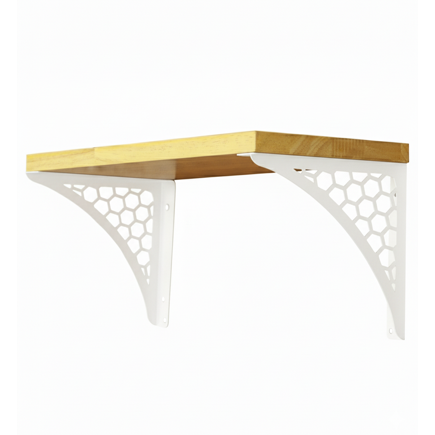 Wooden Pooja Shelf-Hexagon White (Lakdi Puja Shelf Safed)