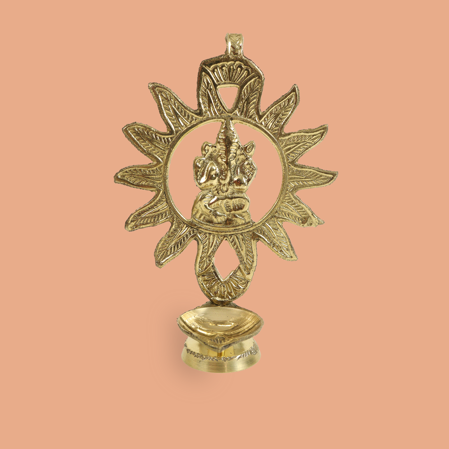 Brass Suraj Sun Ganesha Diya (Pital Surya Vinayak Deepak)