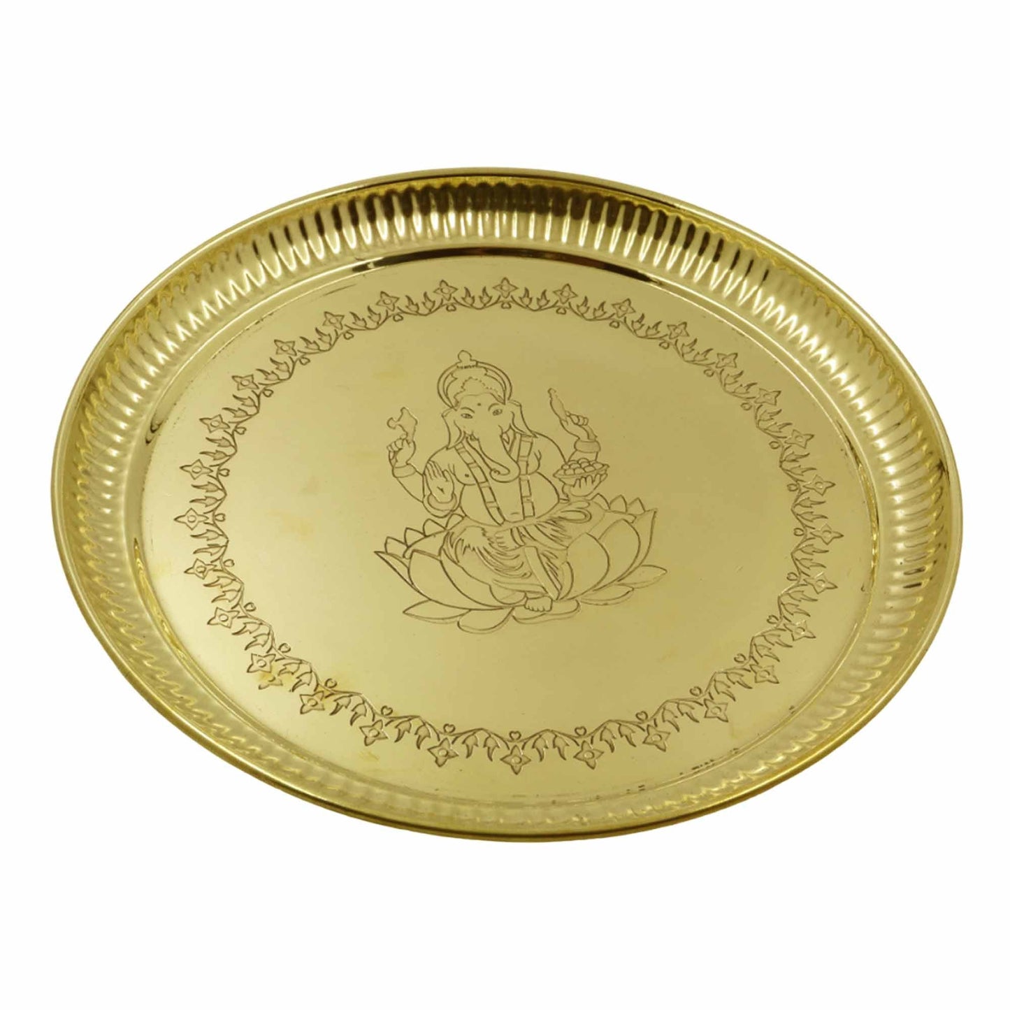 Brass Ganesha Itching Thali (Pital Vinayak Nakashi Thali)