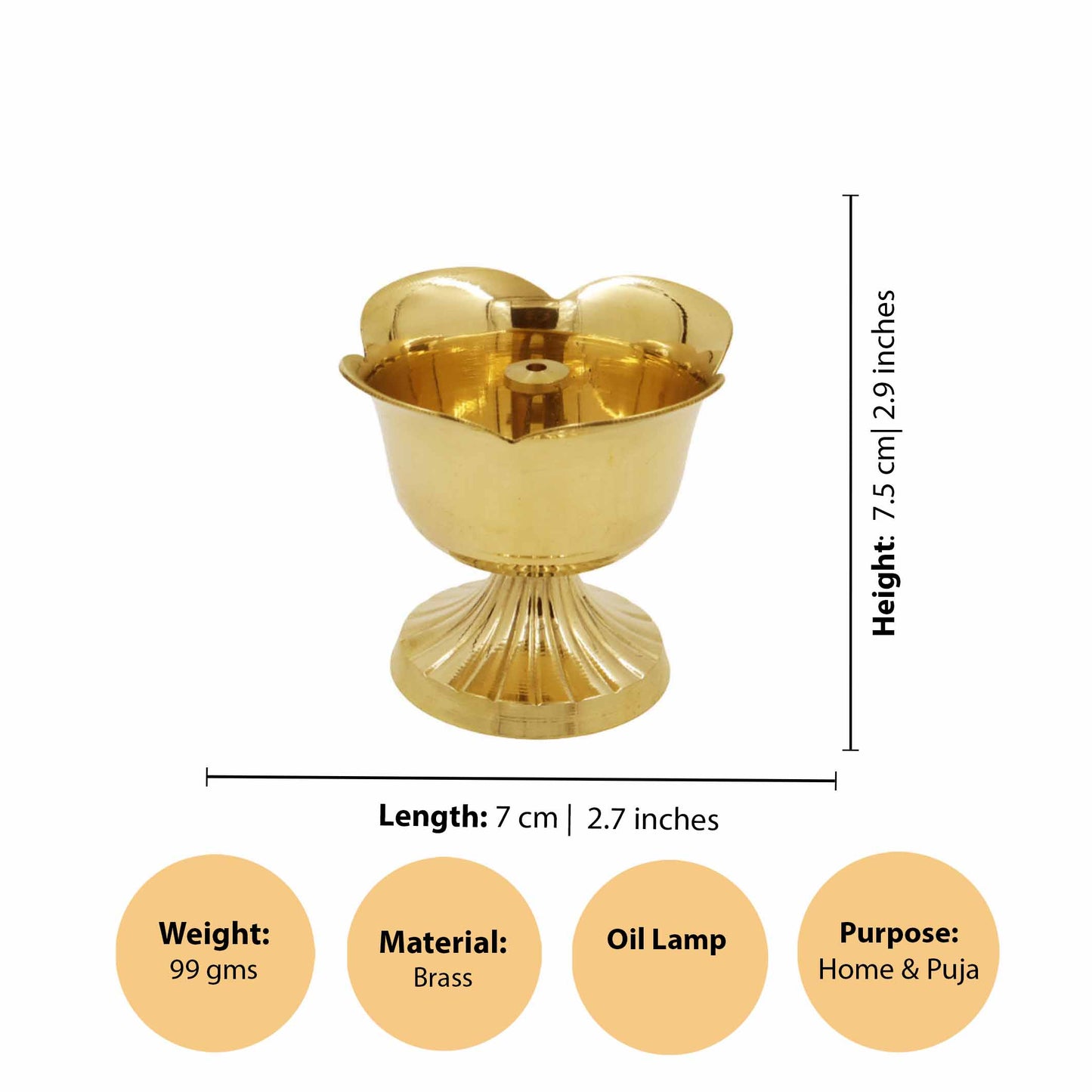 Brass Rose Pyali Diya (Pital Gulab Katori Deepak)