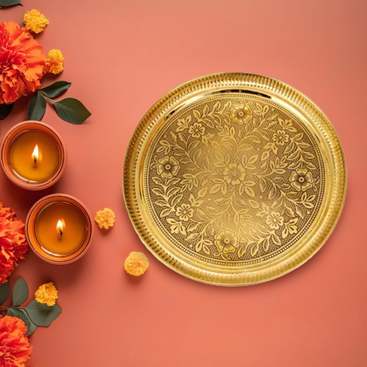 पुष्प पीतल हलवा प्लेट-आकार 10