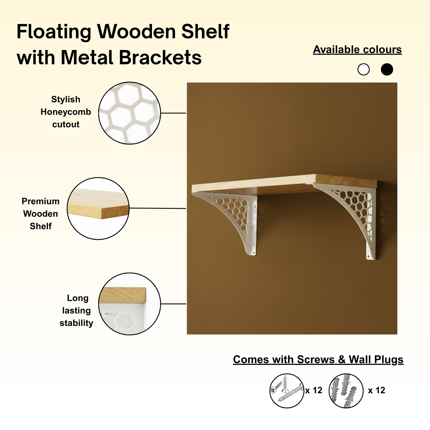 Wooden Pooja Shelf-Hexagon White (Lakdi Puja Shelf Safed)