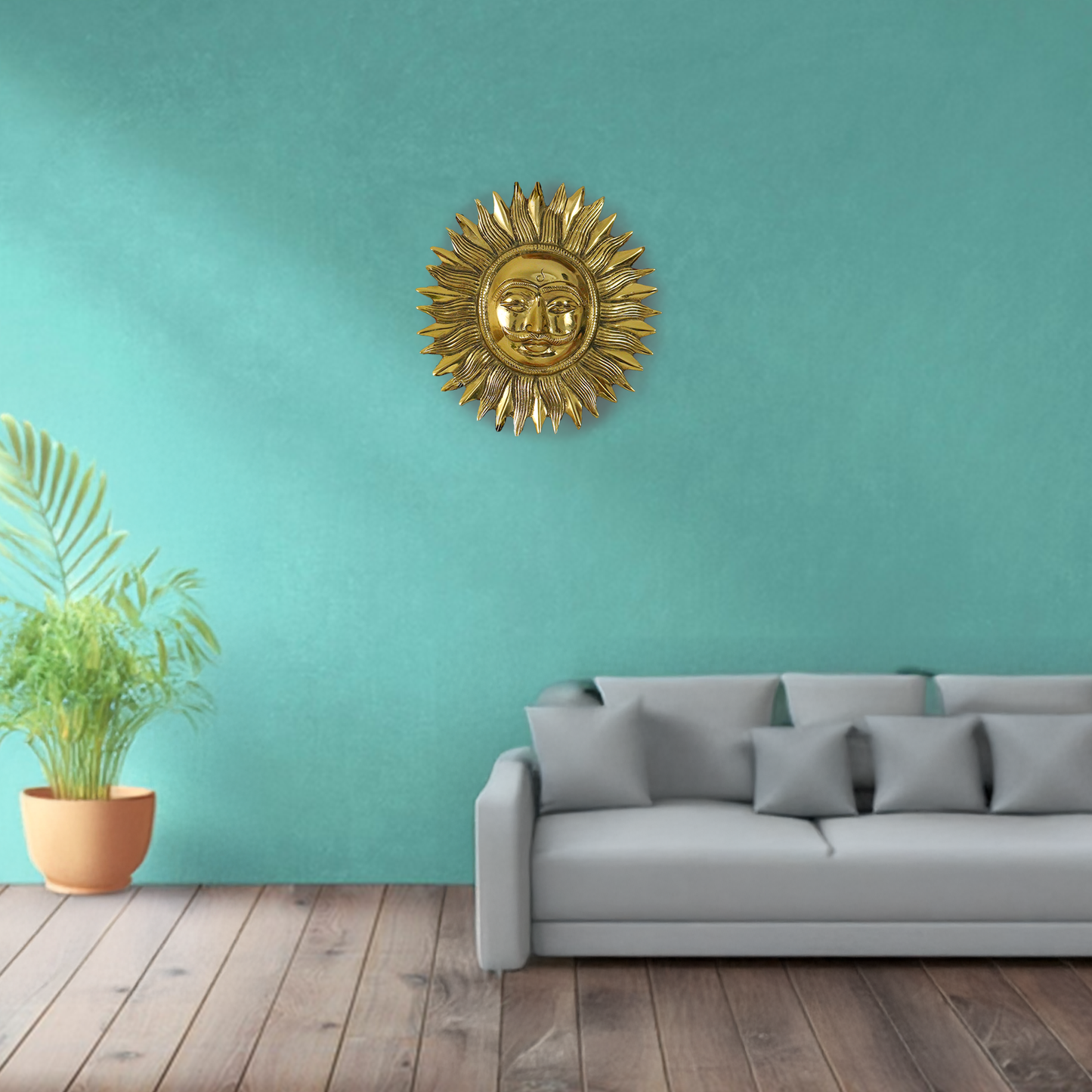 Brass Sun Face Wall Hanging