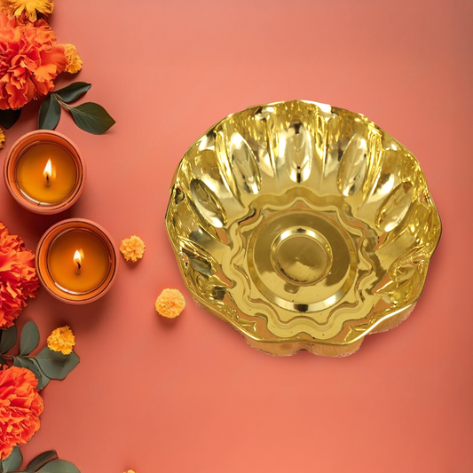 पीतल की पुष्पम प्लेट पूजा थाली