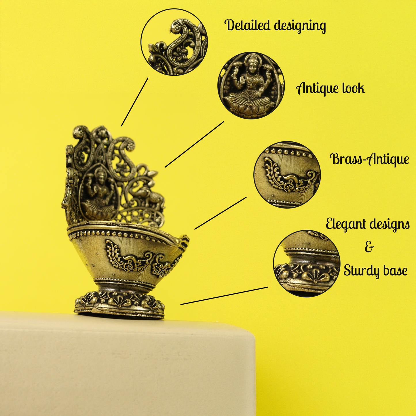 Brass Unique Gajalakshmi Diya (Pital Anokha Gaj Laxmi Deepak)