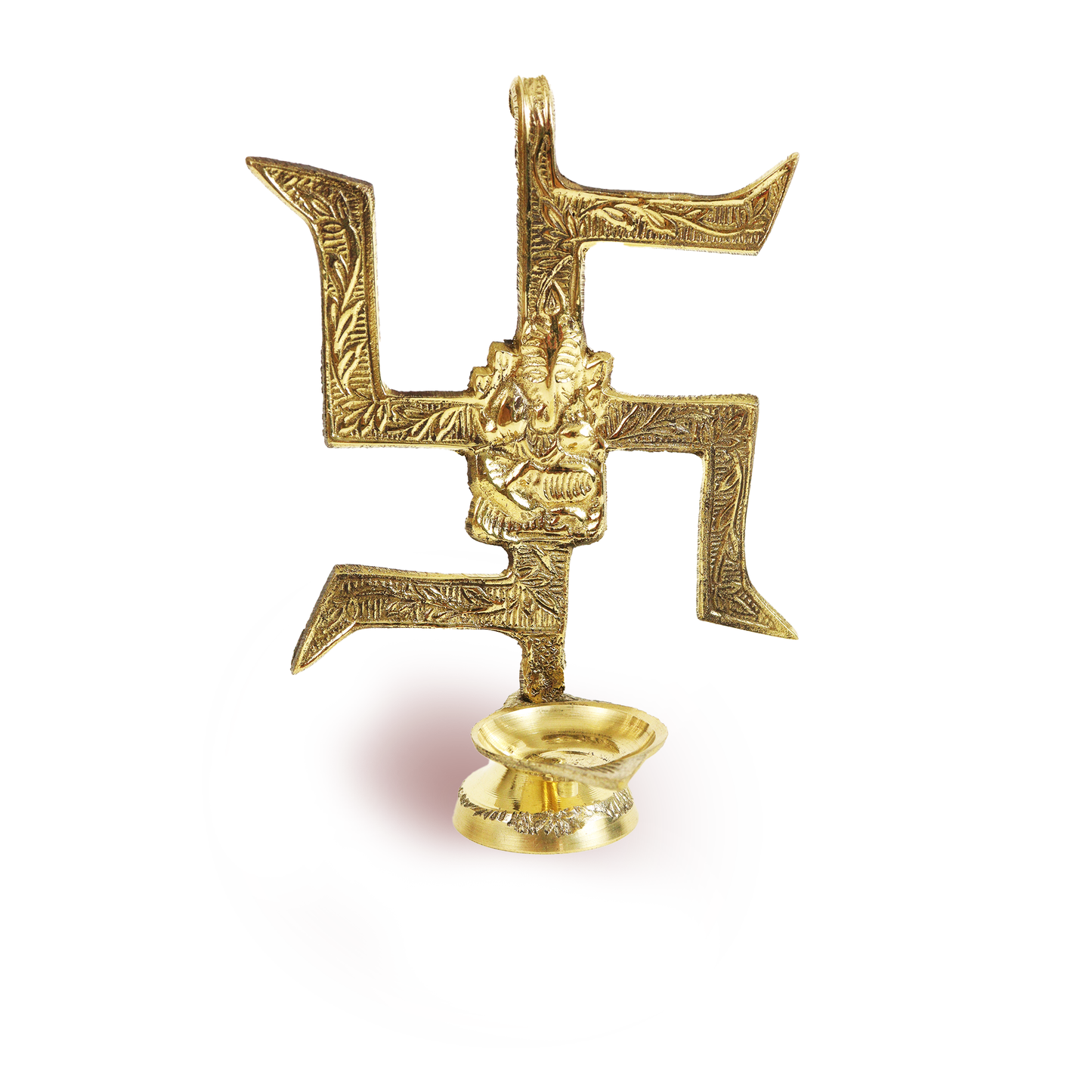 Brass Swastik Ganesh Diya (L.W. Swastik) (Pital Swastik Vinayak Deepak)