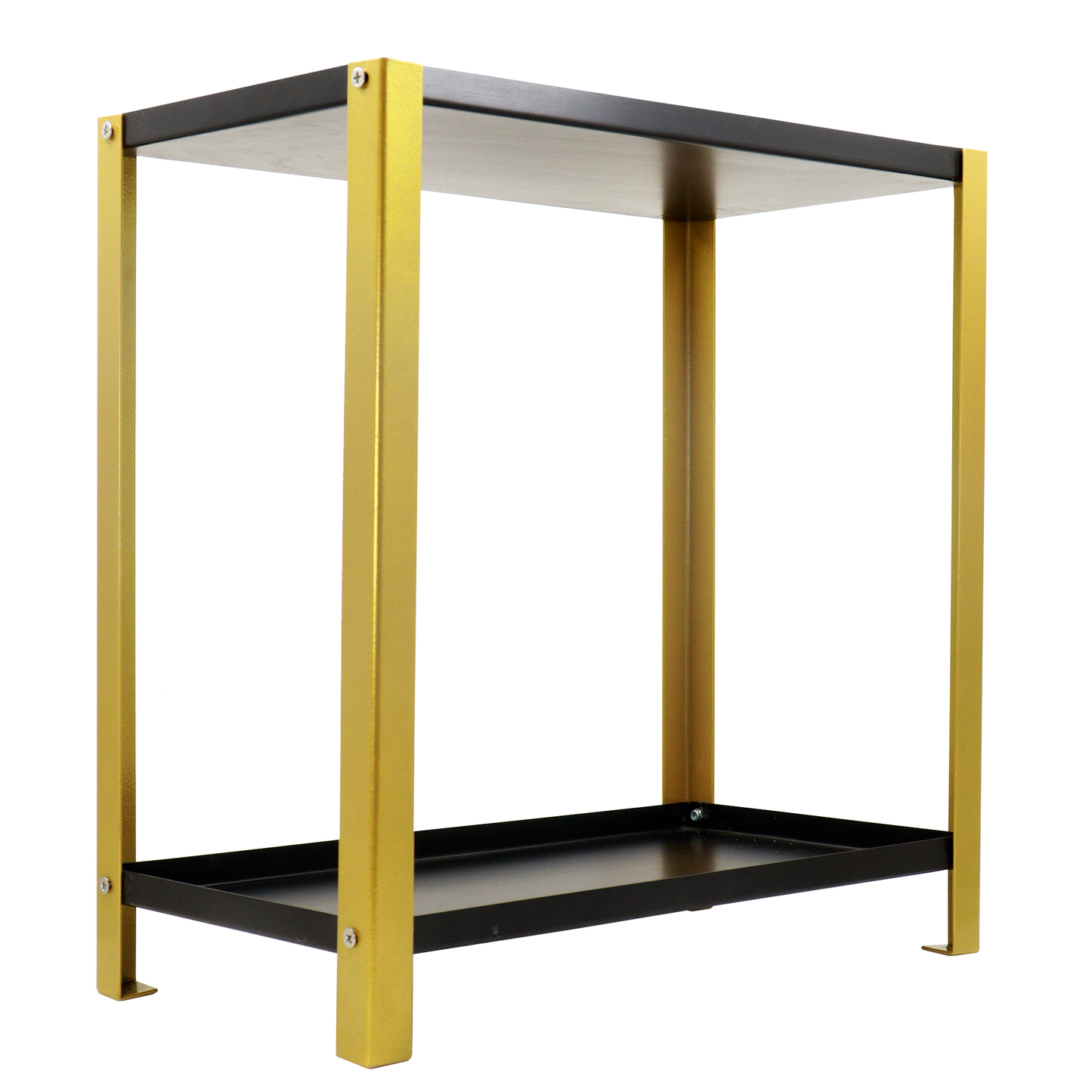Djuize Pooja Shelf for Home Temple|Elegant Pooja Rack Design with Golden Stem& Black Shelves|Small Puja Shelf|Pooja Stand Design|Pooja Shelf in Living Room|Puja Room Shelves| Pooja Almirah Design-Metal 2 tier Rack shelf Gold stem with black