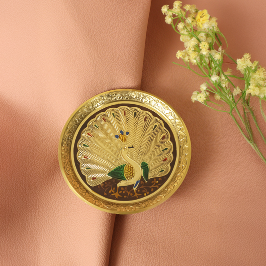 गोल्डन ब्रास मोर चौकी- जीजे कलर मोर