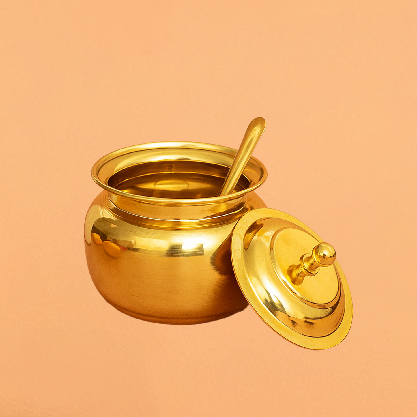 Brass Ghee pot with spoon