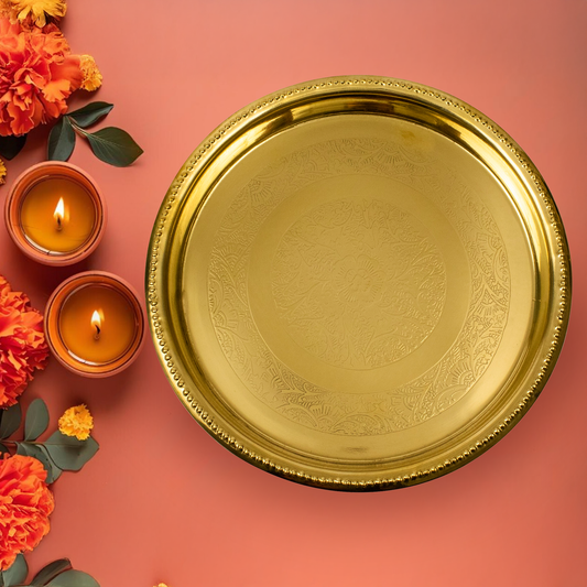Brass Petal Plate Pooja Thali