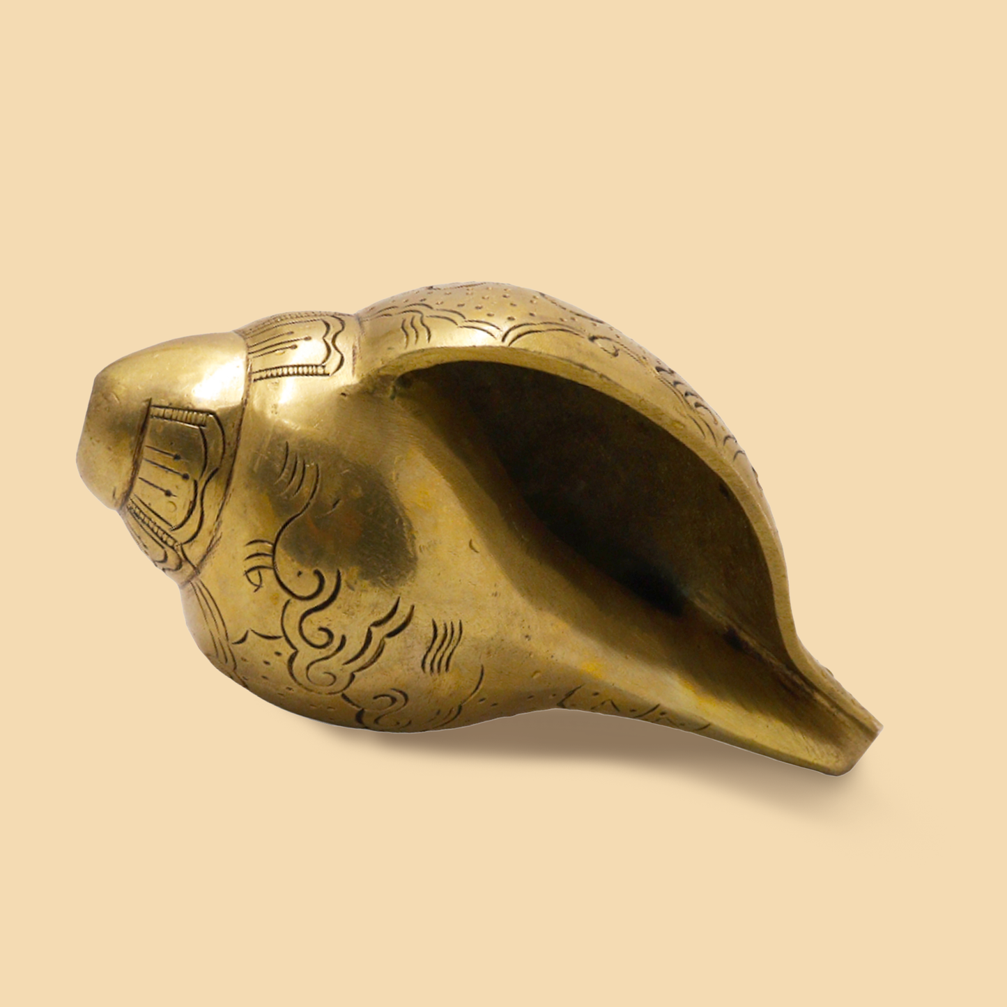 Brass Blowing Shank with Lord Ganesh Carving