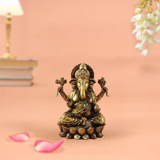 Brasss Lotus Ganesh Statue